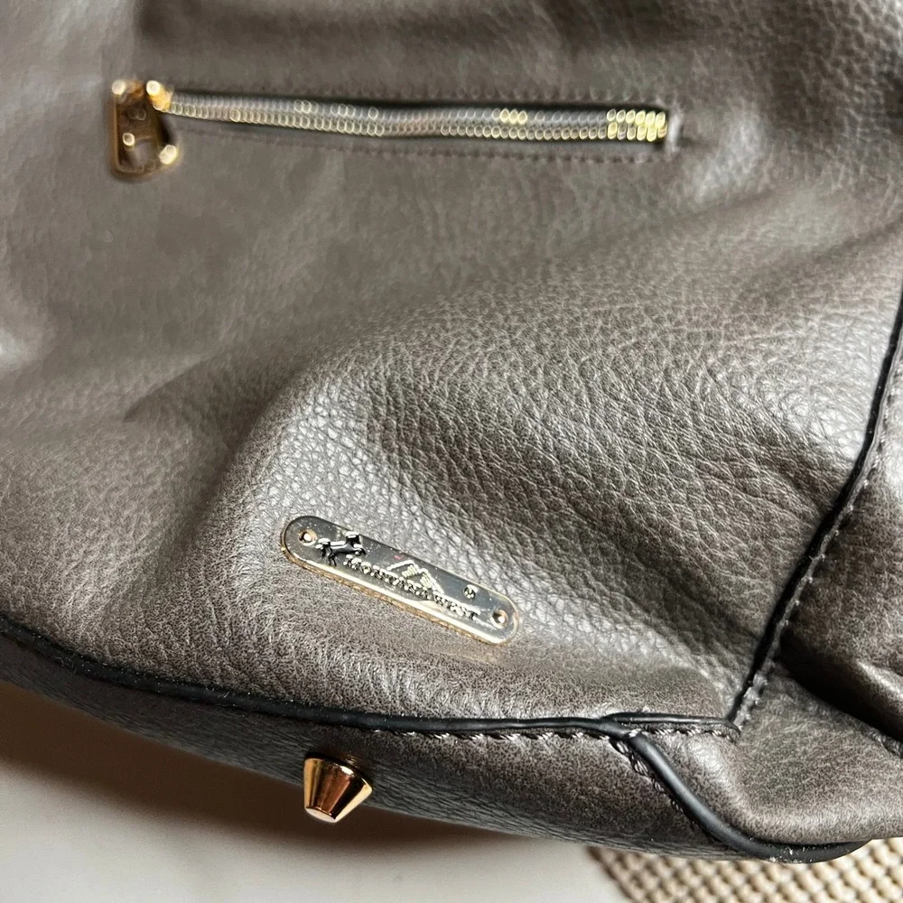 Montana West Select Concealed Carry Hobo Bag Gray Studded Vegan Leather Holster